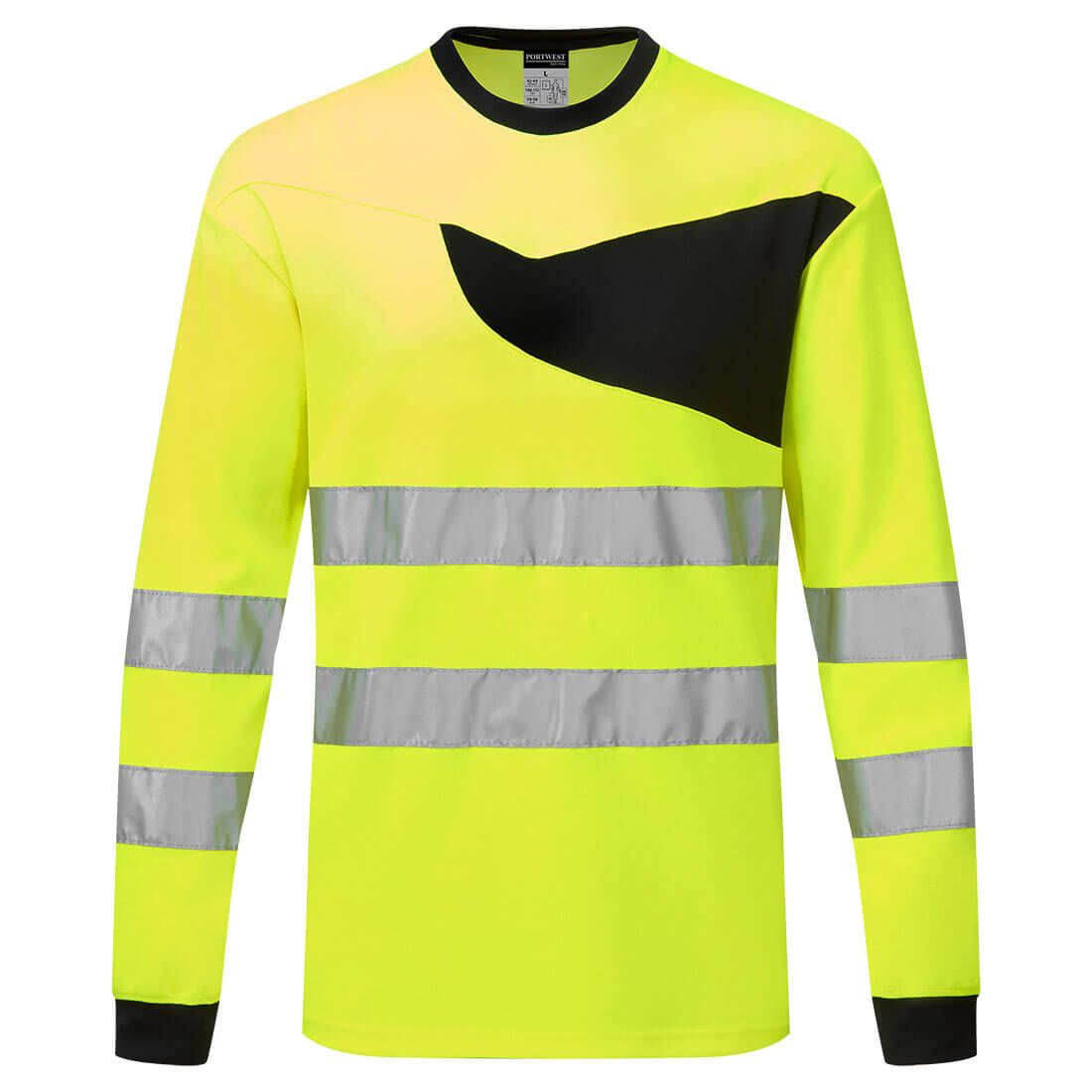 PW2 Hi-Vis T-Shirt L/S, 4XL, R, Yellow/Black