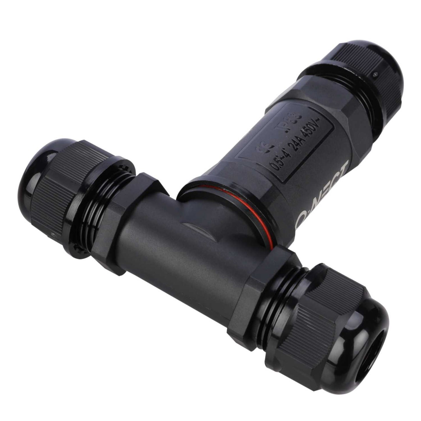 Unicrimp Q-NECT 24A 3 Way 5 Pole Tee Cable Connector IP68 Black