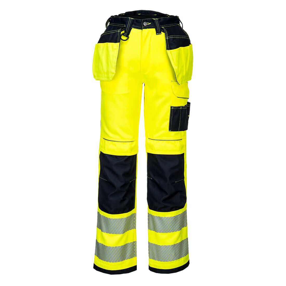PW3 Hi-Vis Stretch Holster Pocket Trousers, 28, R, Yellow/Black