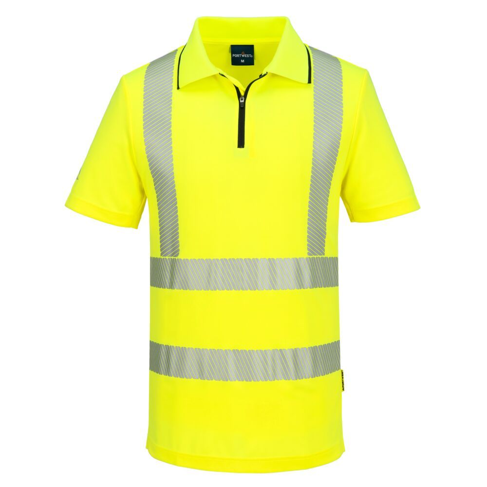 KX3 Sport Hi-Vis Zip Polo Shirt S/S, 4XL, R, Yellow