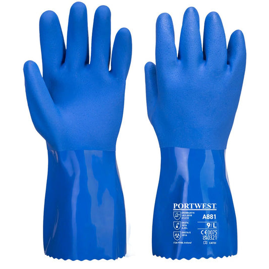 Marine Ultra PVC Chem Gauntlet, L, , Blue