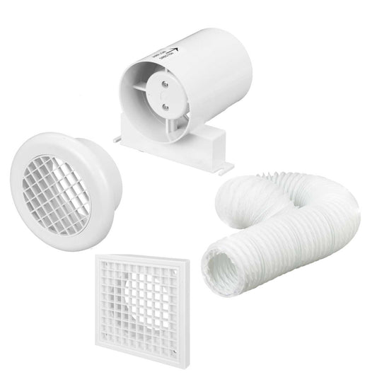 Vent Axia 100mm 4" In-Duct Shower Fan Kit with Timer