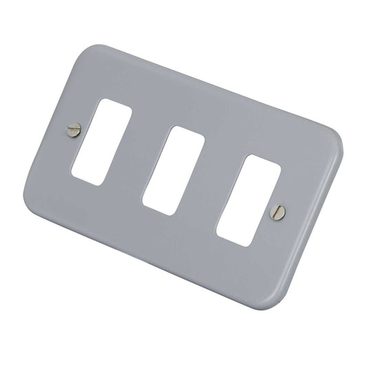 Volex 3 Gang Grid Front Plate Metal Clad