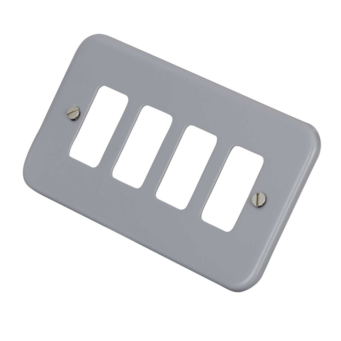 Volex 4 Gang Grid Front Plate Metal Clad