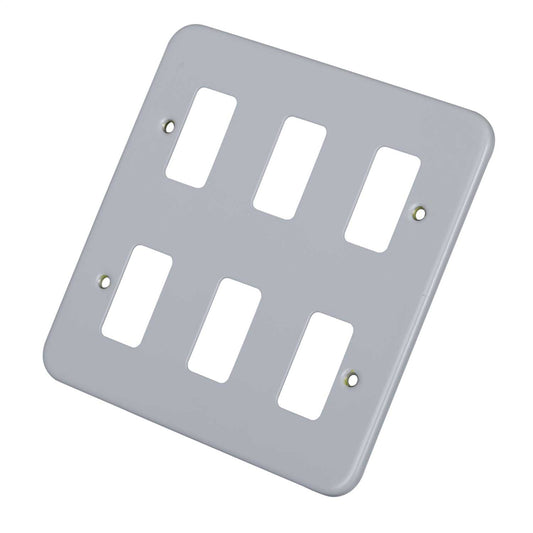 Volex 6 Gang Grid Front Plate Metal Clad