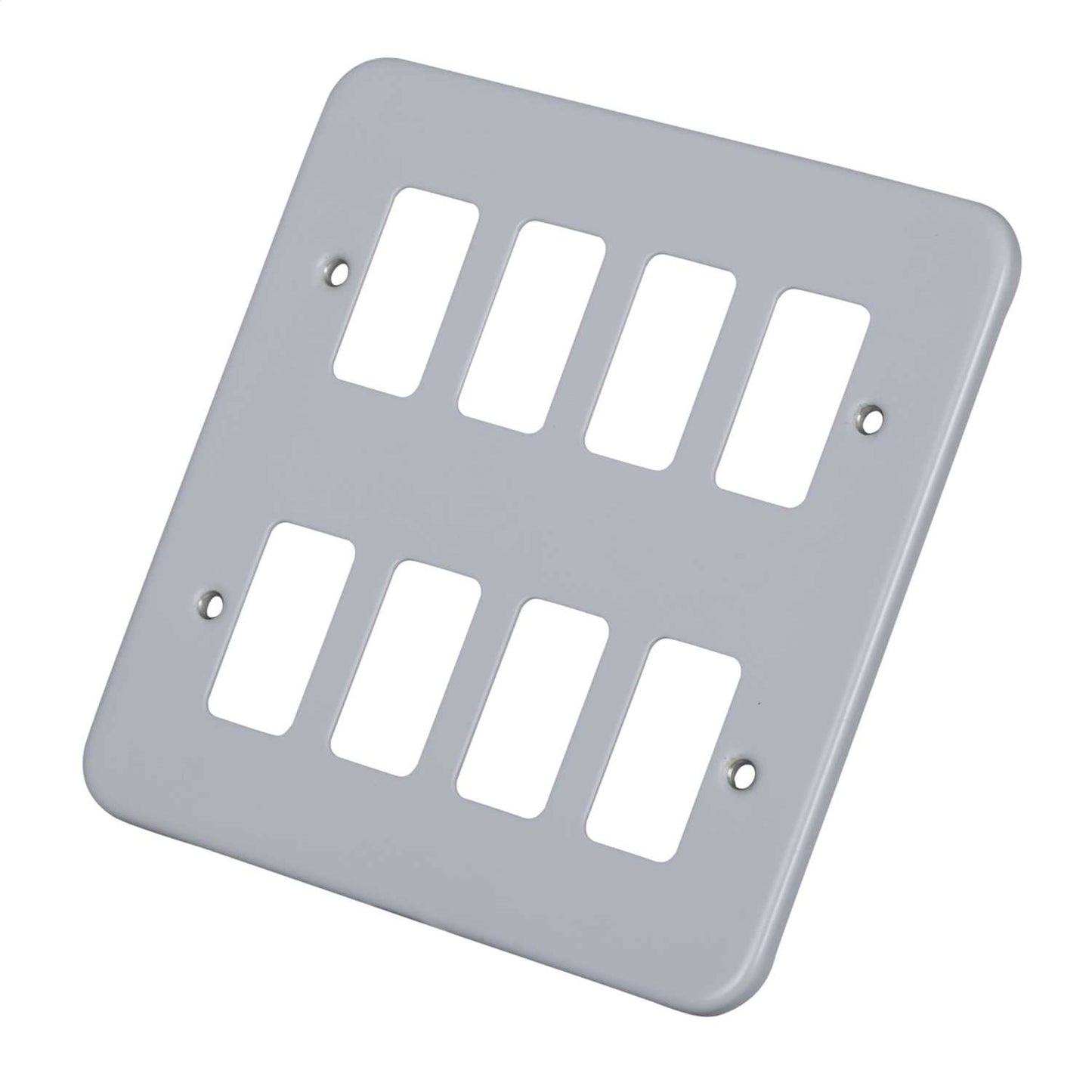 Volex 8 Gang Grid Front Plate Metal Clad
