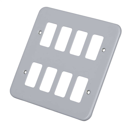 Volex 8 Gang Grid Front Plate Metal Clad