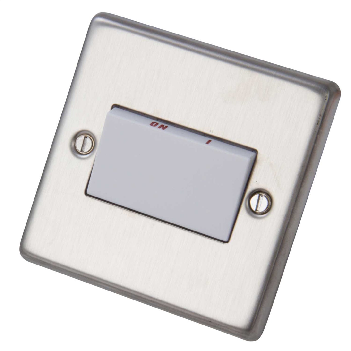 Volex 6A Triple Pole Fan Isolator White Insert Brushed Stainless Steel