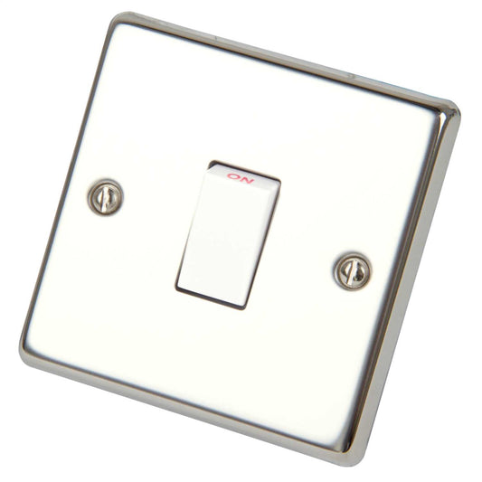 Volex 20A DP Switch White Insert Polished Stainless