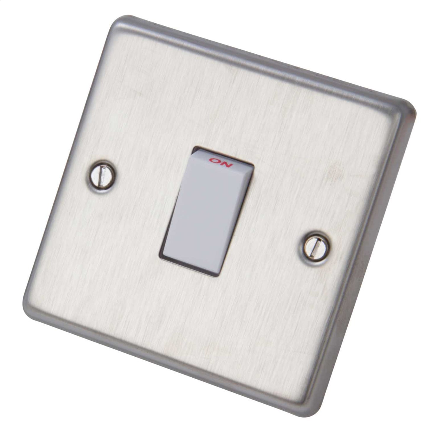 Volex 20A DP Switch White Insert Brushed Stainless Steel