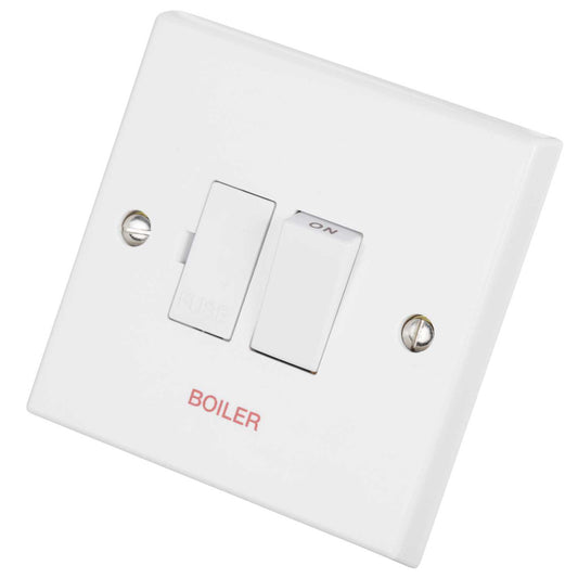 Volex 13A DP Switched Fused Spur marked Boiler White