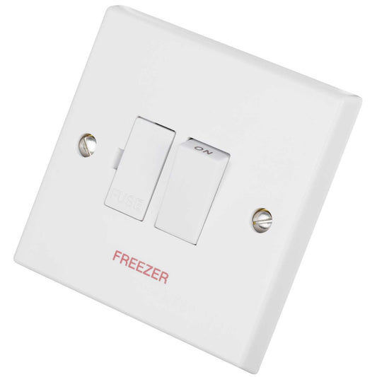 Volex 13A DP Switched Fused Spur marked Freezer White