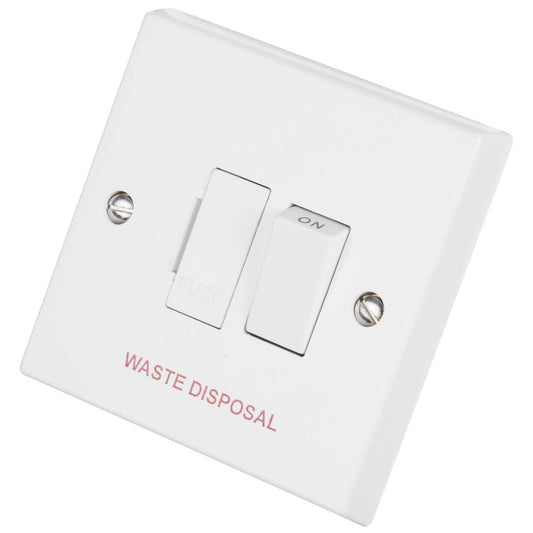 Volex 13A DP Switched Fused Spur marked Waste Disposal White