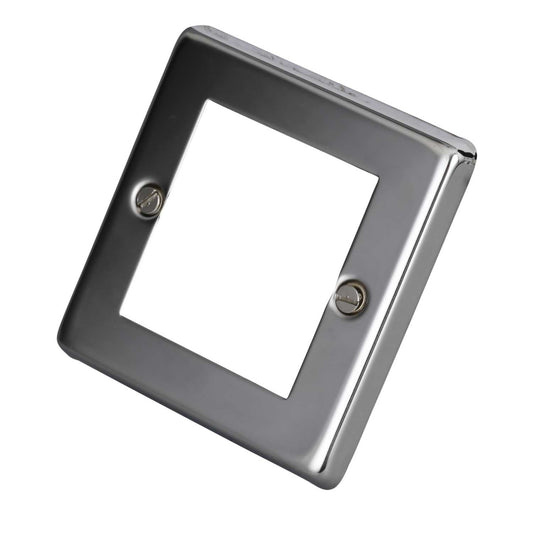 Volex 1 Gang 2 Euro Module Front Plate Polished Steel White Insert