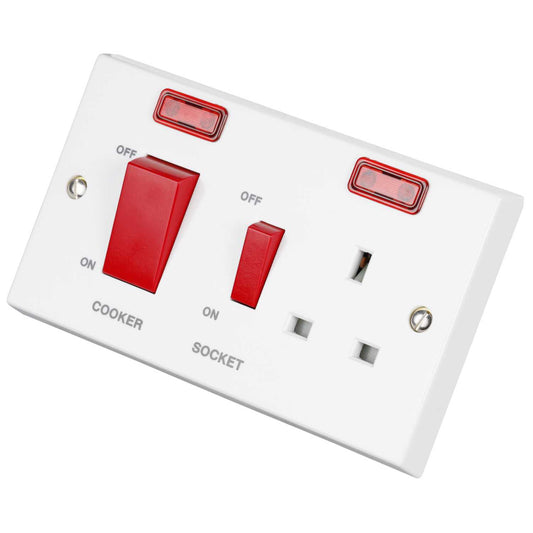 Volex 45A DP Cooker Control Unit with Neon White
