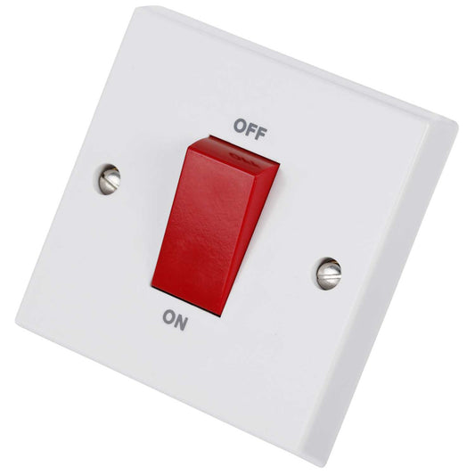 Volex 45A DP 1 Gang Switch White