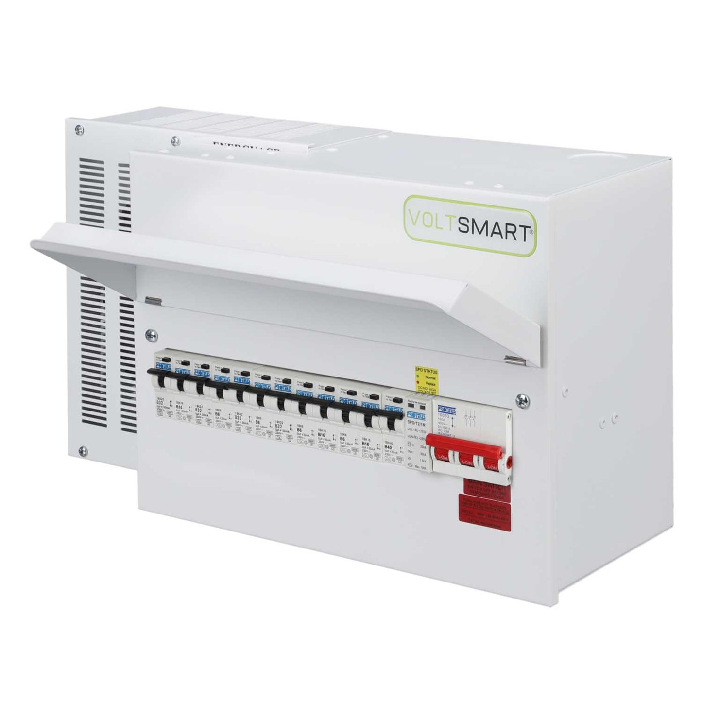 Voltsmart 12 Way 100A Energy Efficient Board with Type 2 / 3 SPD & 12 x RCBOs