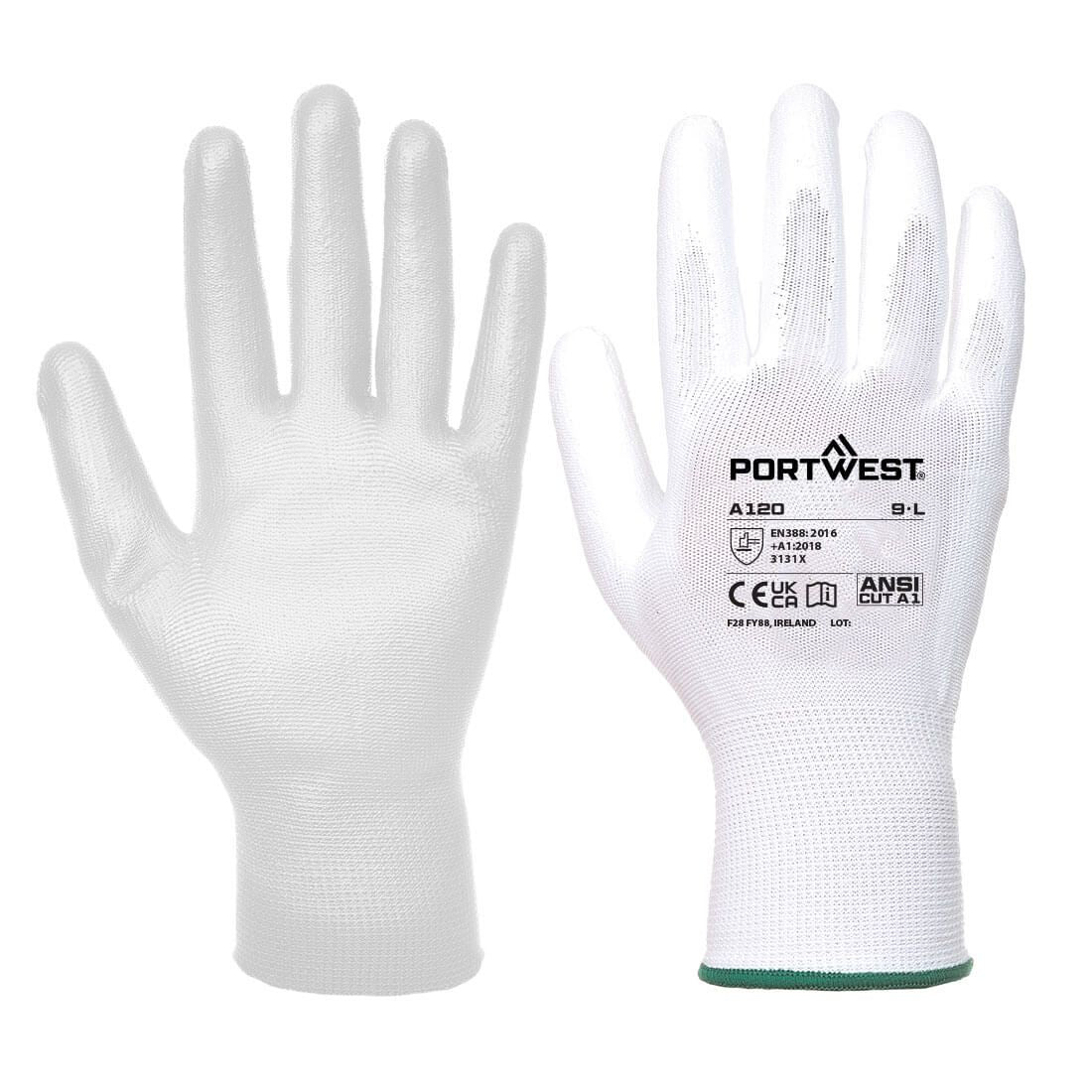 PU Palm Glove, L, R, White
