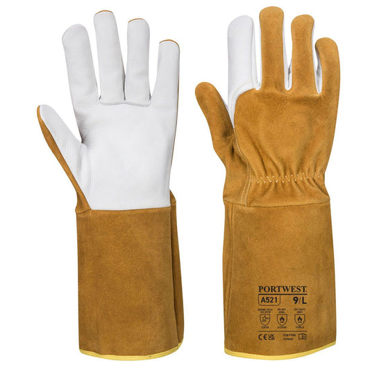 TIG Welding Gauntlet, L, R, Brown