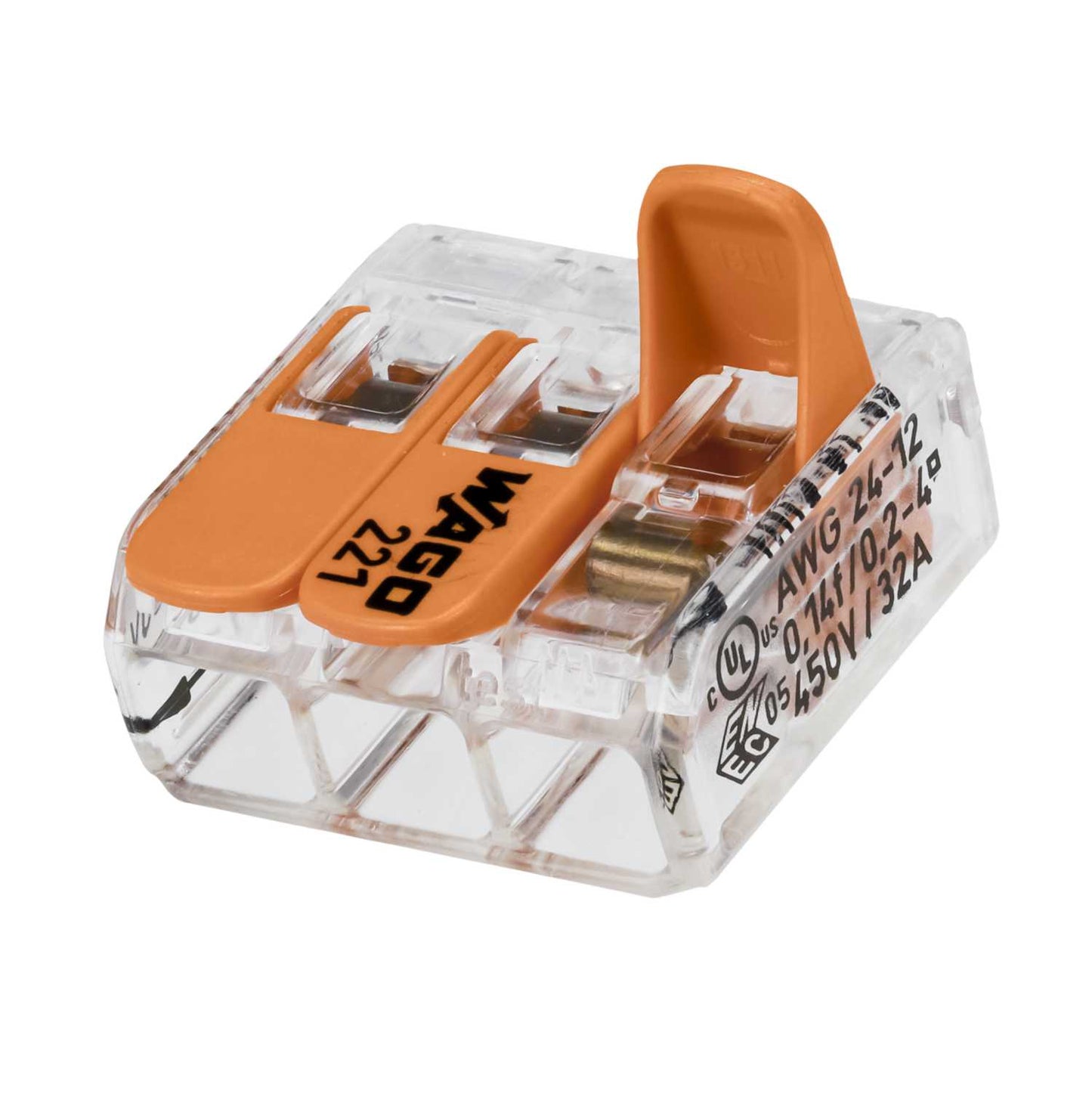 Wago Compact 3 Way Connector 4mm Terminal Block (Pack of 12)