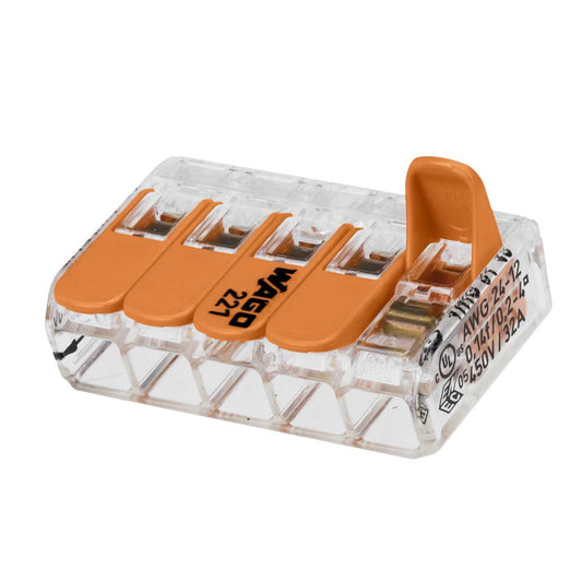 Wago Compact 5 Way Connector 4mm Terminal Block (Pack of 8)
