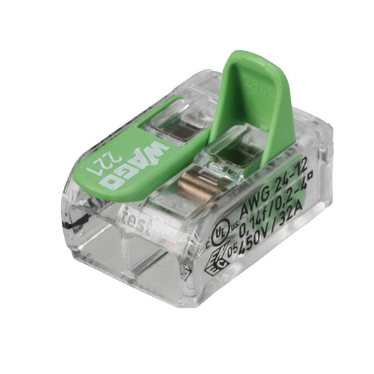 Wago 32A Compact 2 Way Connector 4mm Terminal Block Green (Pack of 100)