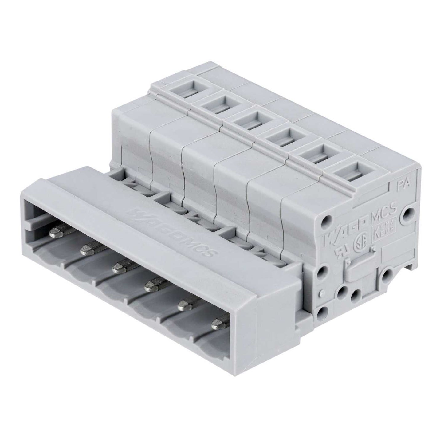 Male Connector 6 Way Pin Spacing Grey (Sold in 1's)