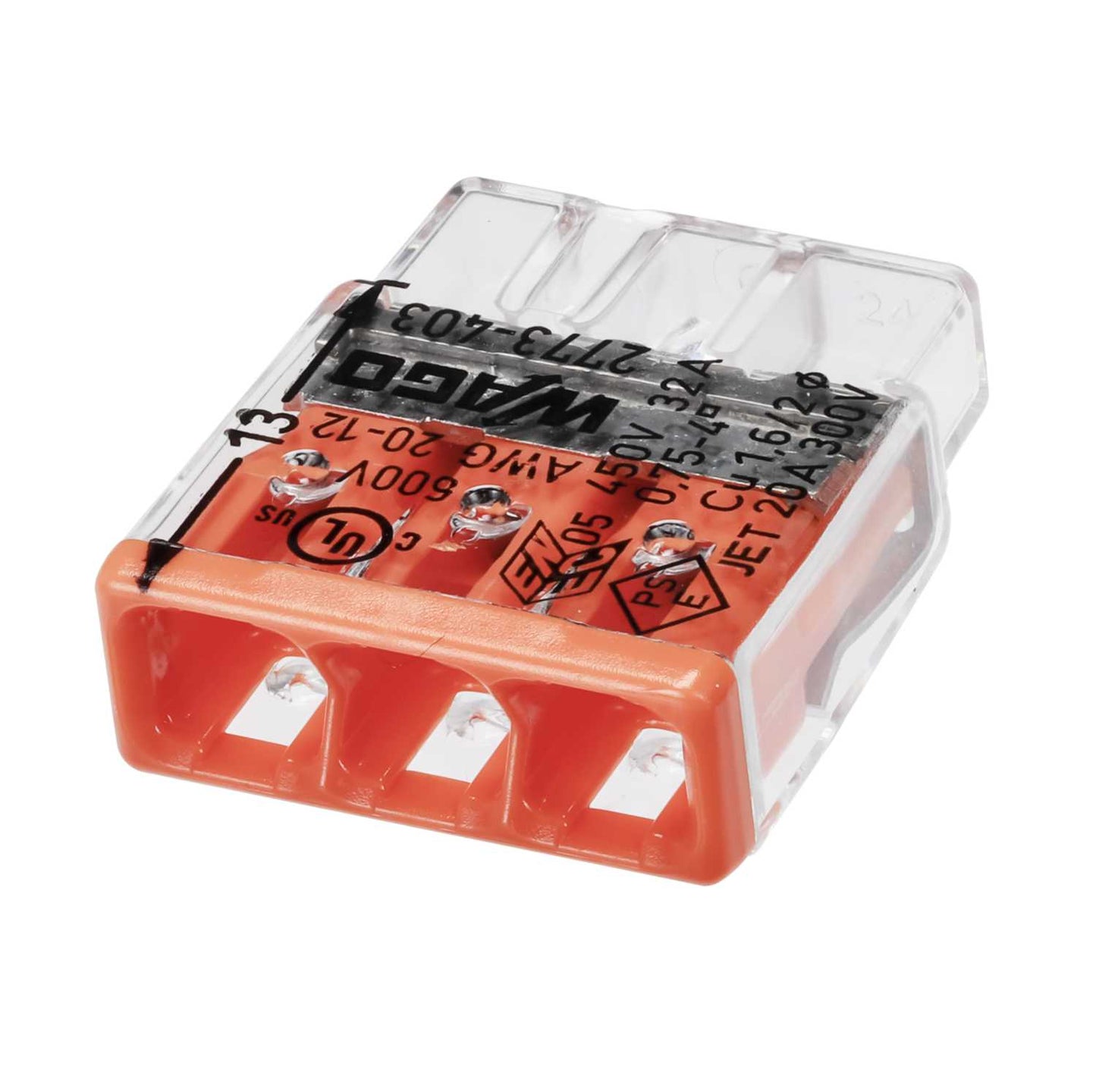 Wago Compact Connector 3 Way Terminal Block Orange (Pack of 100)