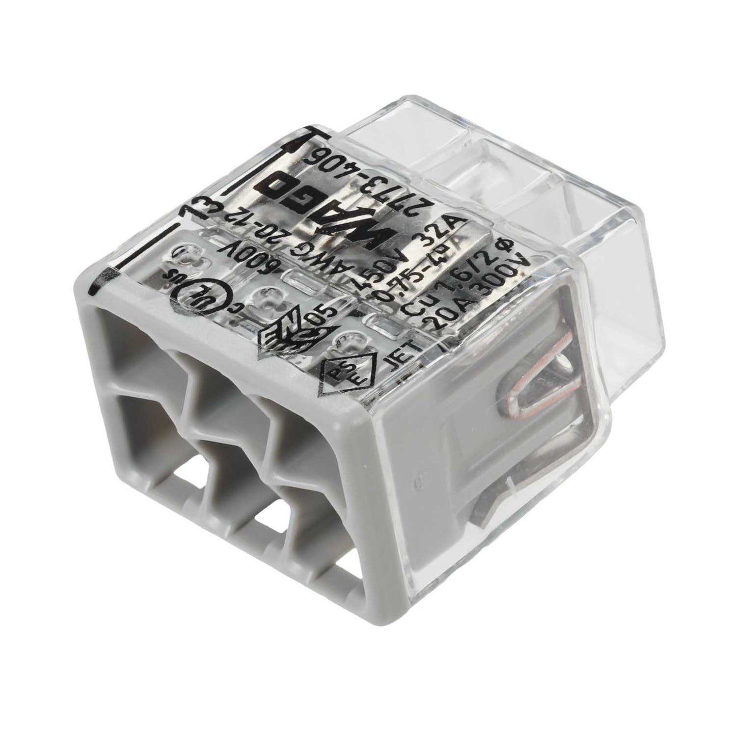 Wago 32A Compact Connector 6 Way Terminal Block Grey (Pack of 50)