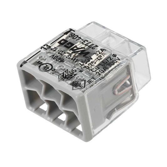 Wago 32A Compact Connector 6 Way Terminal Block Grey (Pack of 50)