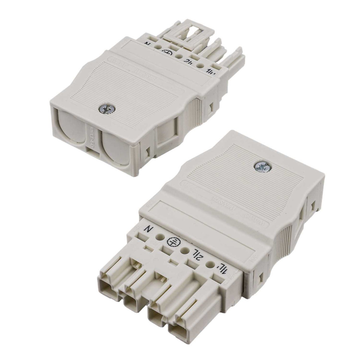 Wago Winsta® 25A 400V 4 Pole Plug and Socket with Strain Relief Housing White