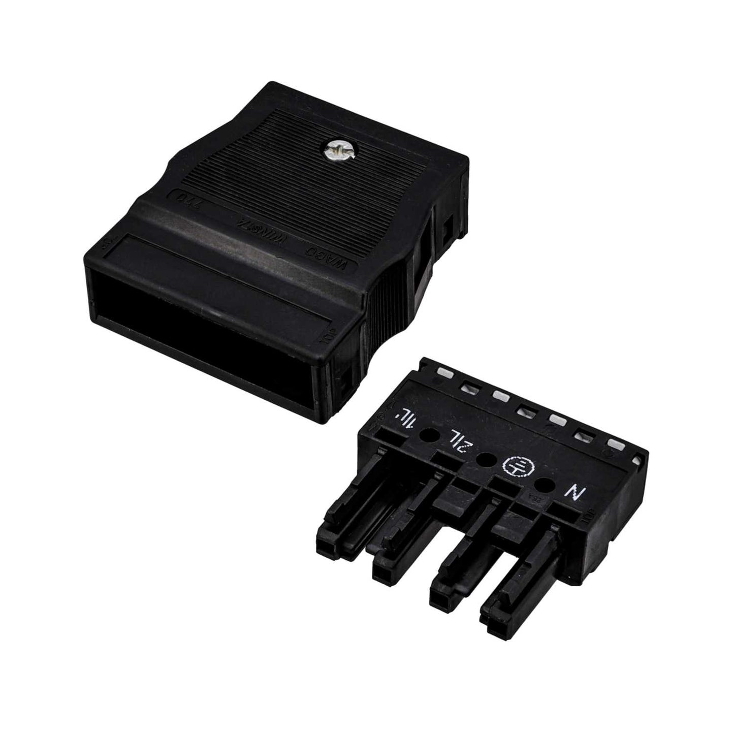Wago Winsta® 25A 400V 4 Pole Female Socket with Relief Housing Black