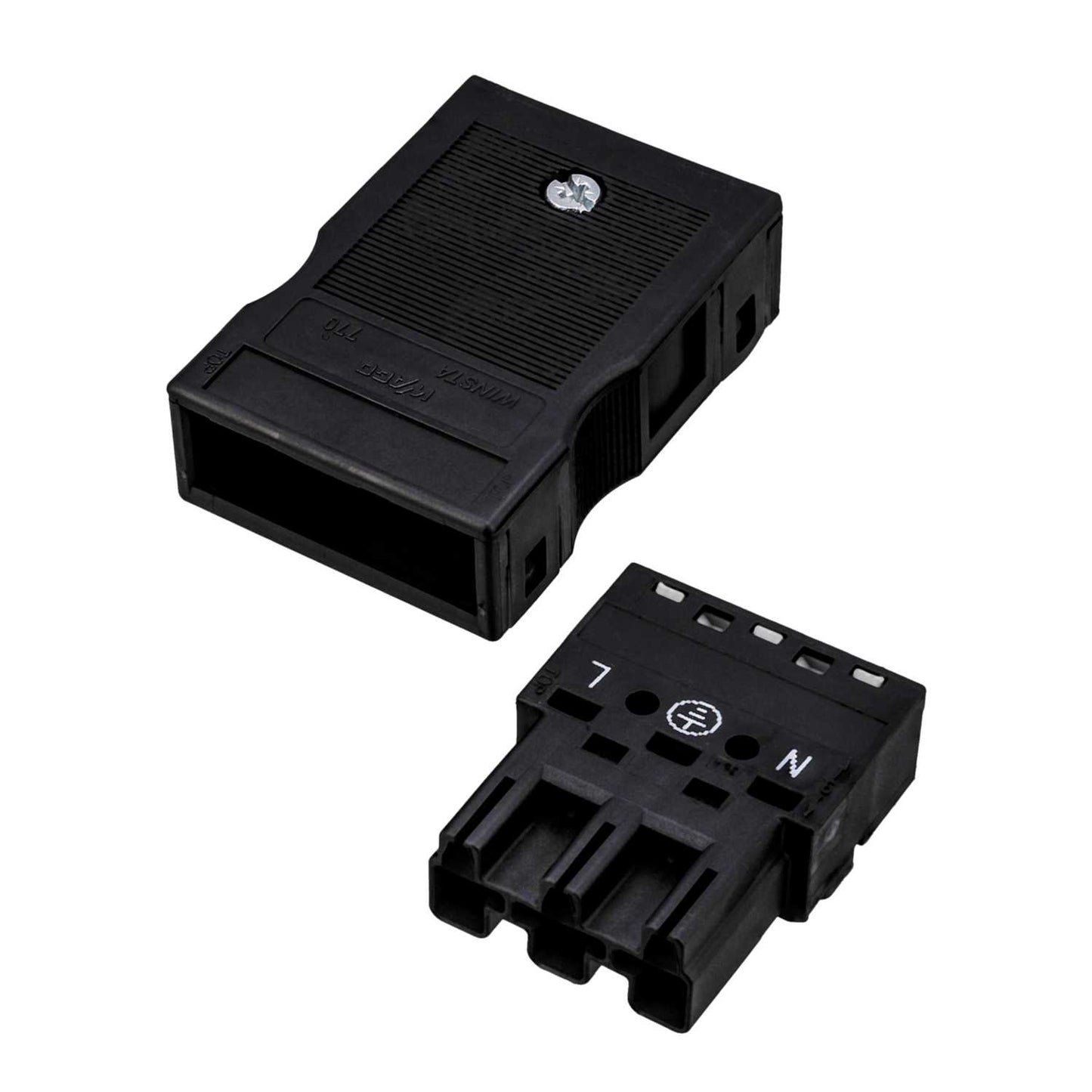 Wago Winsta® 25A 250V 3 Pole Male Plug with Relief Housing Black