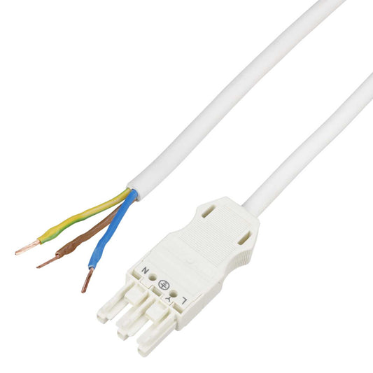 Wago Winsta Midi 16A 250V 3m 3 Pole Socket to Bare Lead White