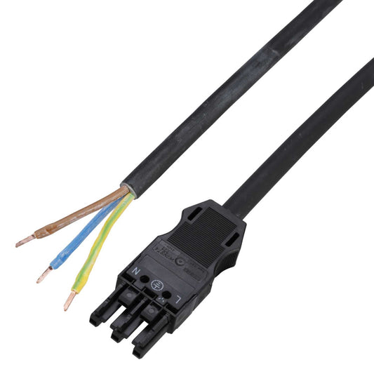 Wago Winsta Midi 20A 250V 3m 3 Pole Socket to Bare Lead Black