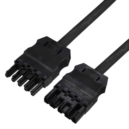 Wago Winsta Midi 20A 400V 3m 5 Pole Socket to Plug Lead Black