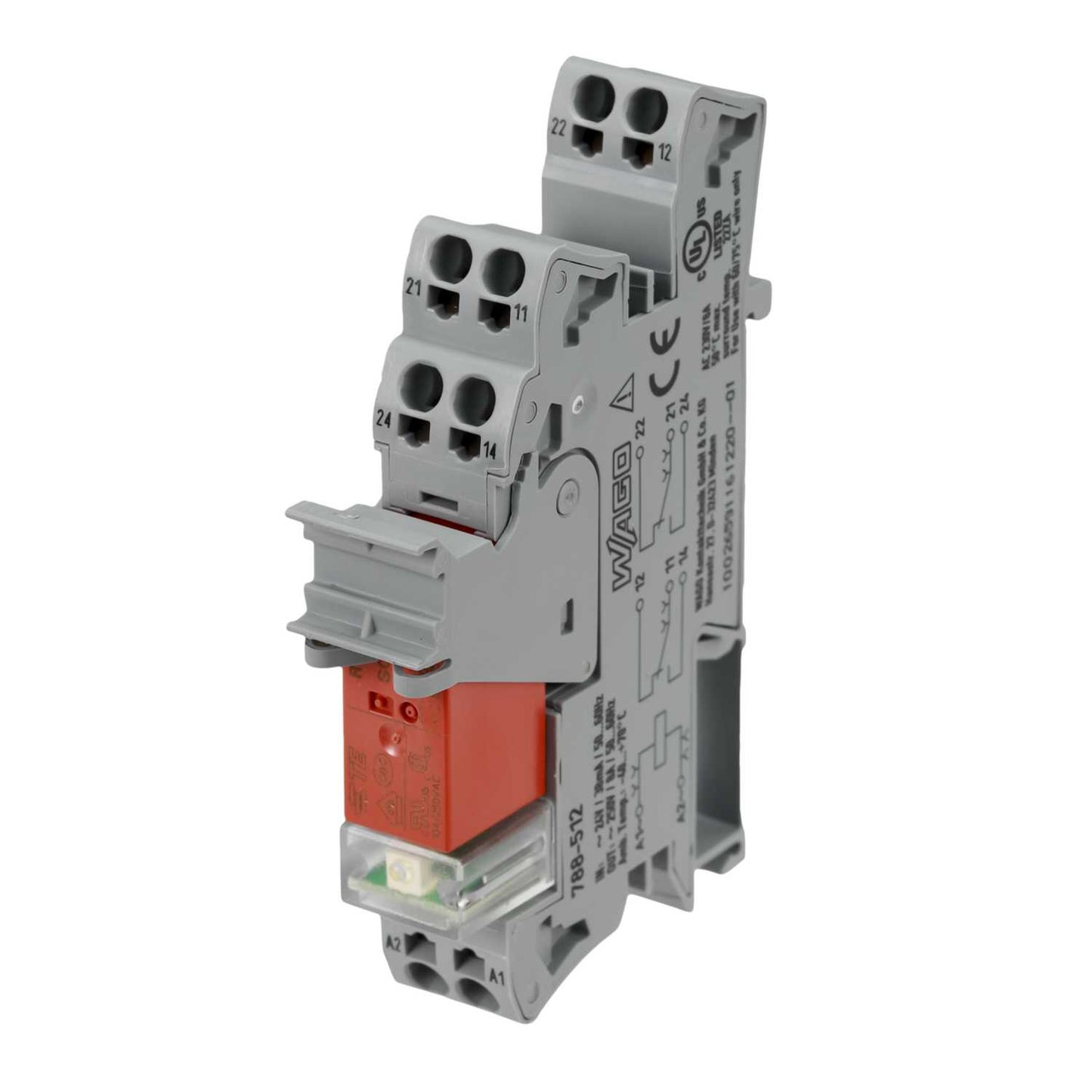 Wago 8A 24V AC 2 x C/O Miniature Relay and Socket with Indication and Retaining Lever