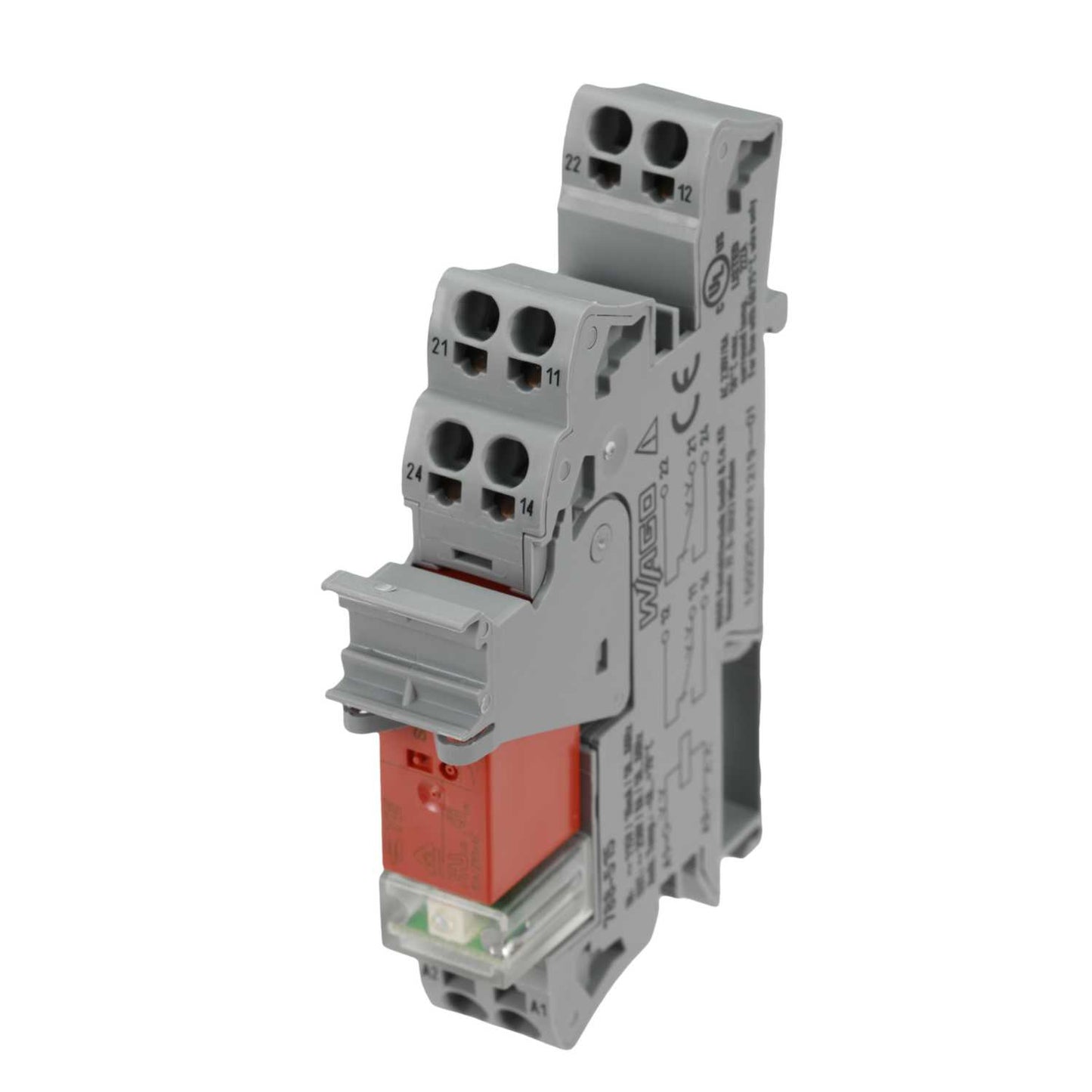 Wago 8A 115V AC 2 x CO Miniature Relay and Socket with Indication and Retaining Lever