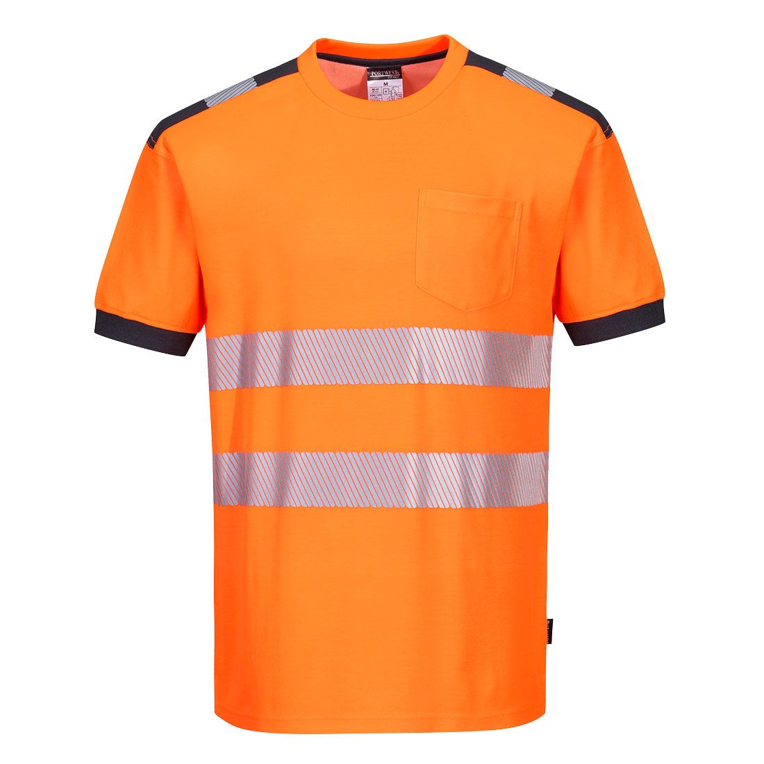 PW3 Hi-Vis Cotton Comfort T-Shirt S/S , L, , Orange/Grey