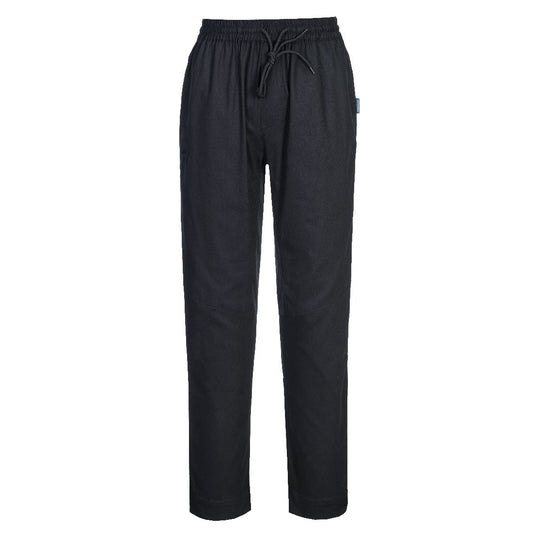 Cotton Mesh Air Chef Trousers, L, R, Black