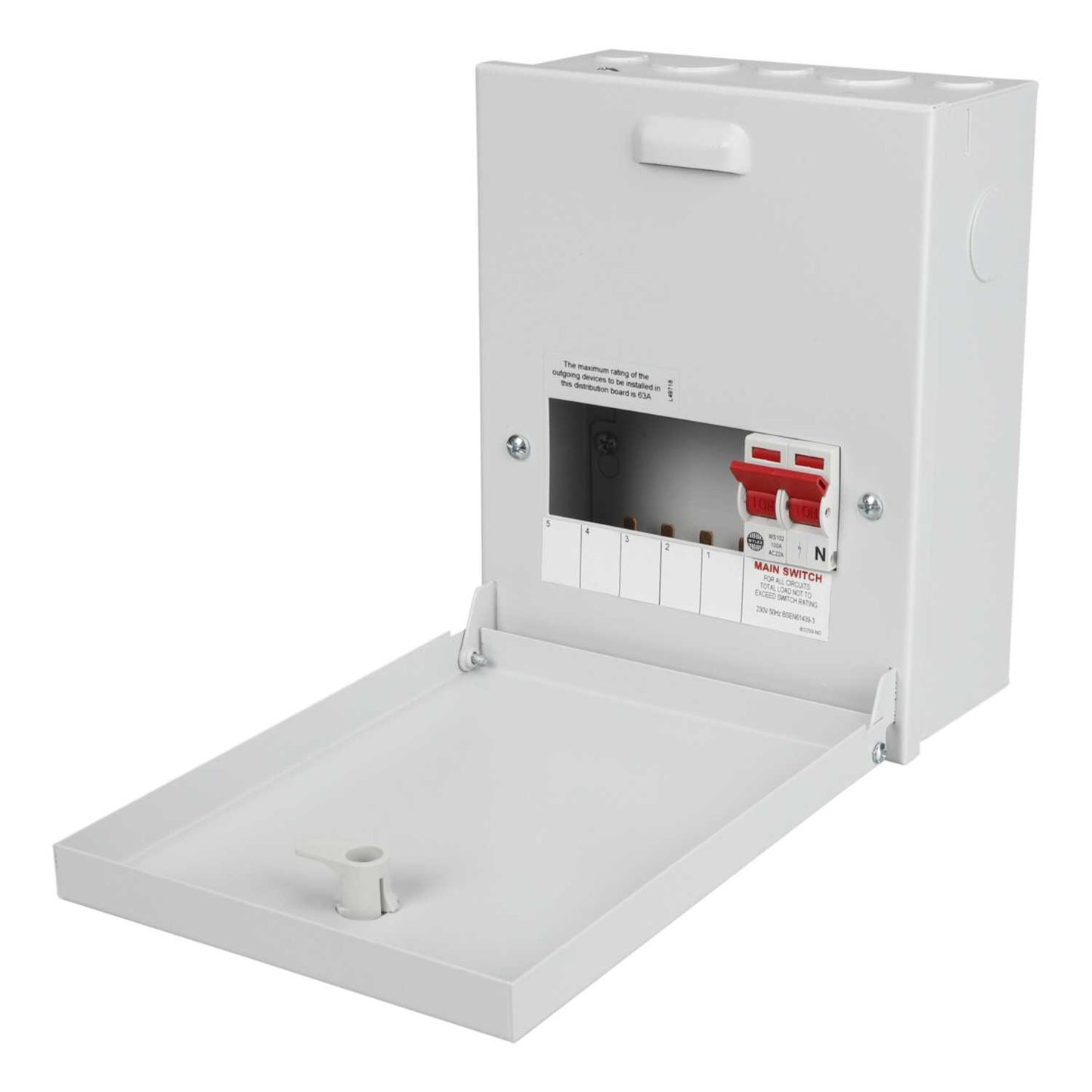 Wylex 5 Way 100A SP+N Type A Metalclad Distribution Board with Incomer