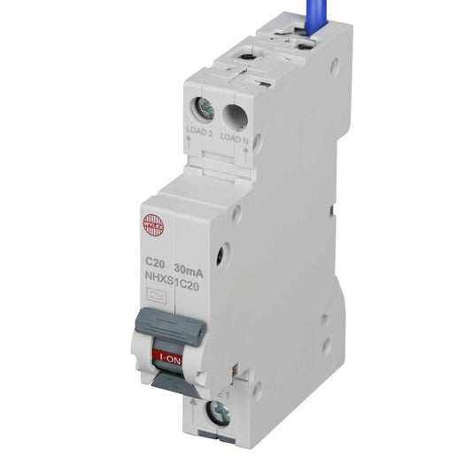 Wylex Nhxs 20A 1P+N 1 Module C Curve 6kA 30mA Rcbo