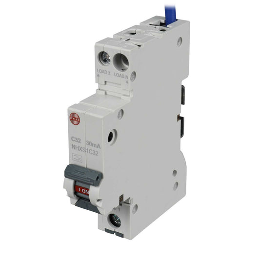Wylex Nhxs 32A 1P+N 1 Module C Curve 6kA 30mA Rcbo