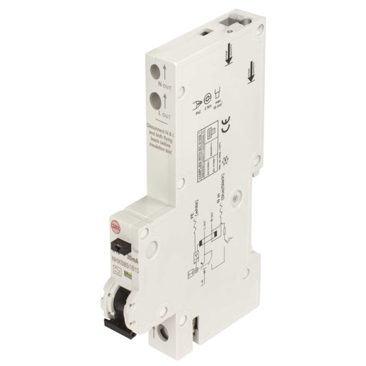 Wylex Nhxsbs 10A Single Pole 1 Module B Curve 6kA 30mA Type A Rcbo