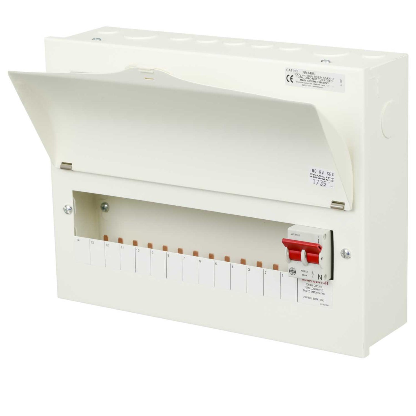 Wylex 14 Way 100A Isolator Incomer Metal Clad Consumer Unit