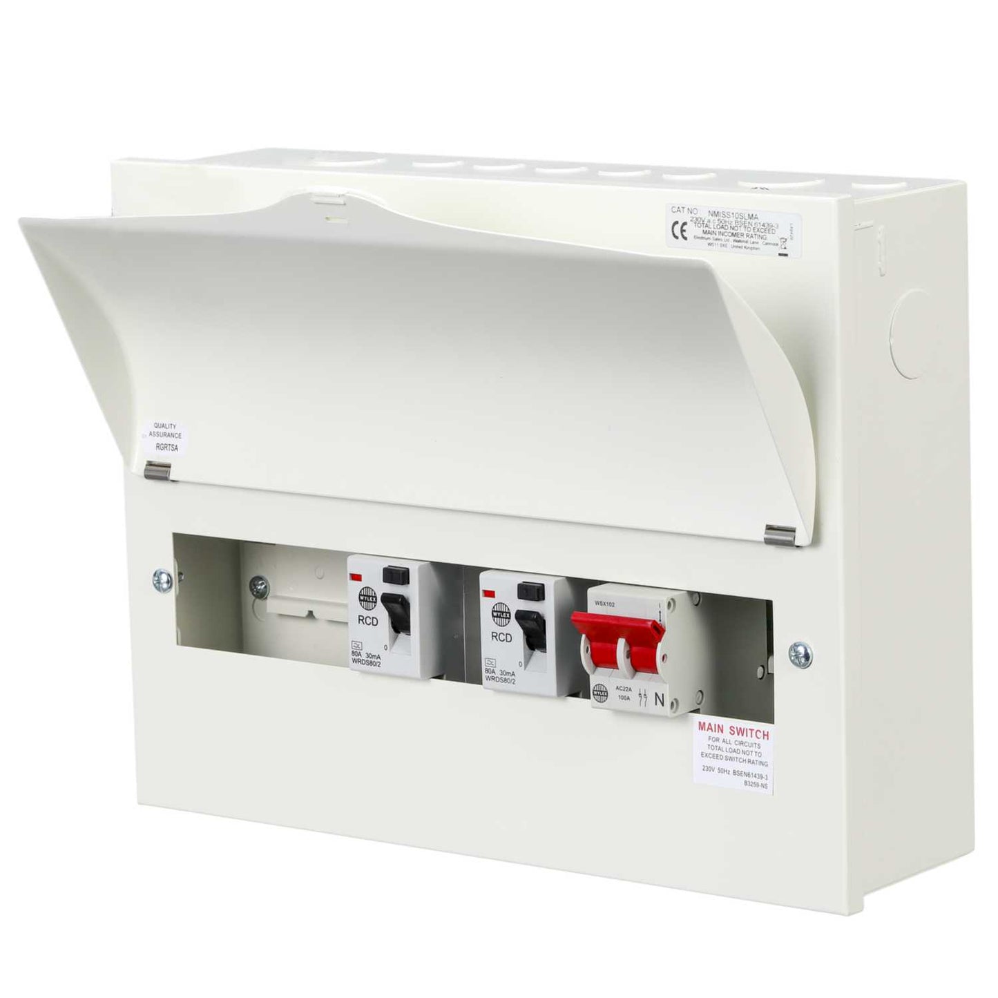 Wylex 10 Way Flexible Dual Type A 80A RCD Metal Clad Consumer Unit