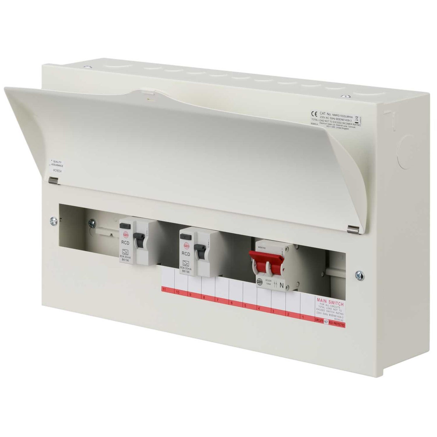 Wylex 15 Way Flexible Dual 80A Type A RCD High Integrity Metal Clad Consumer Unit