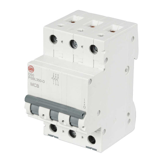 Wylex 50A Triple Pole 10kA D Curve MCB