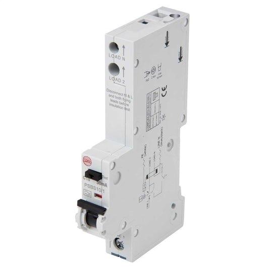 Wylex Psbs 10A 1P+N 1 Module C Curve 10kA 30mA Type A Rcbo
