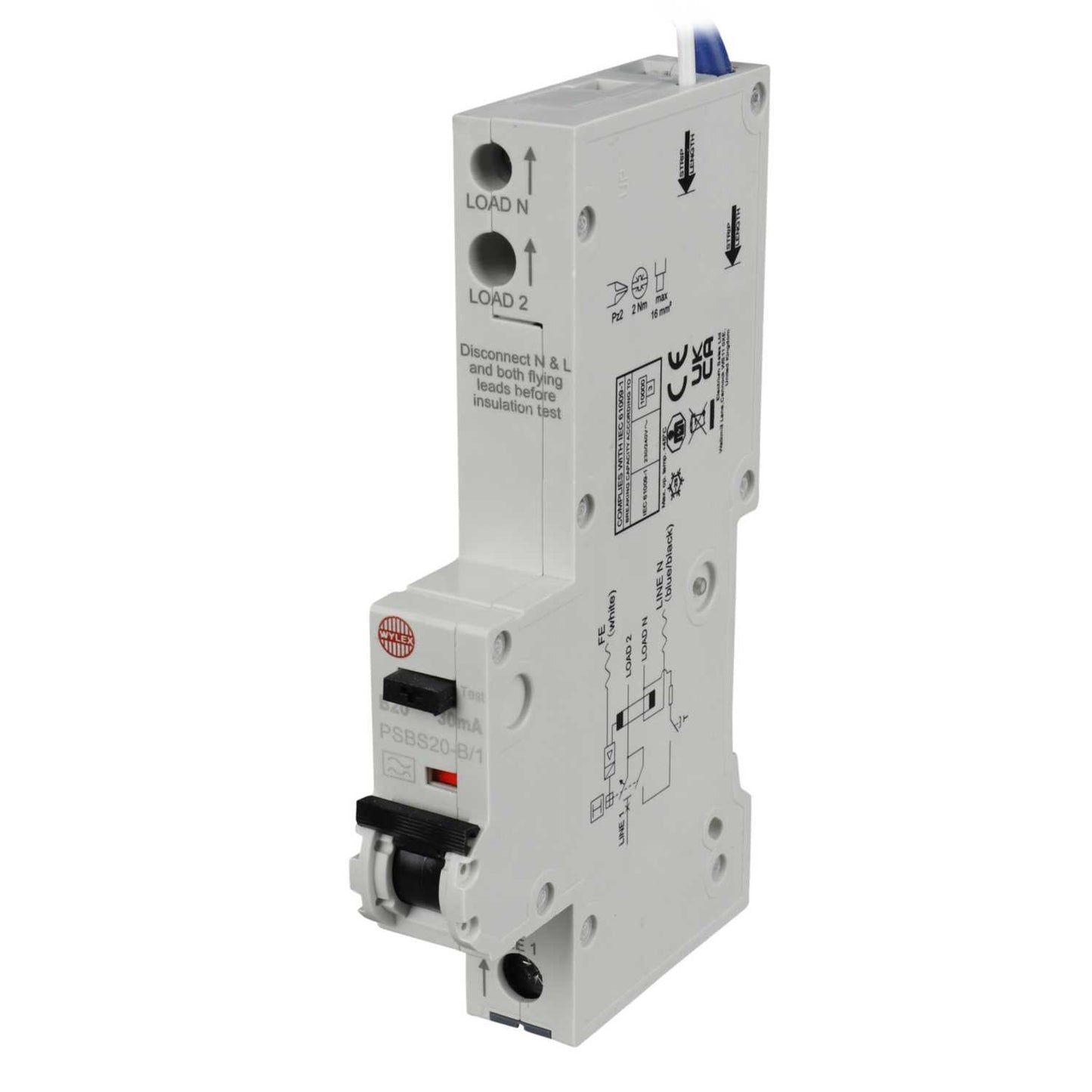 Wylex Psbs 20A 1P+N 1 Module C Curve 10kA 30mA Type A Rcbo